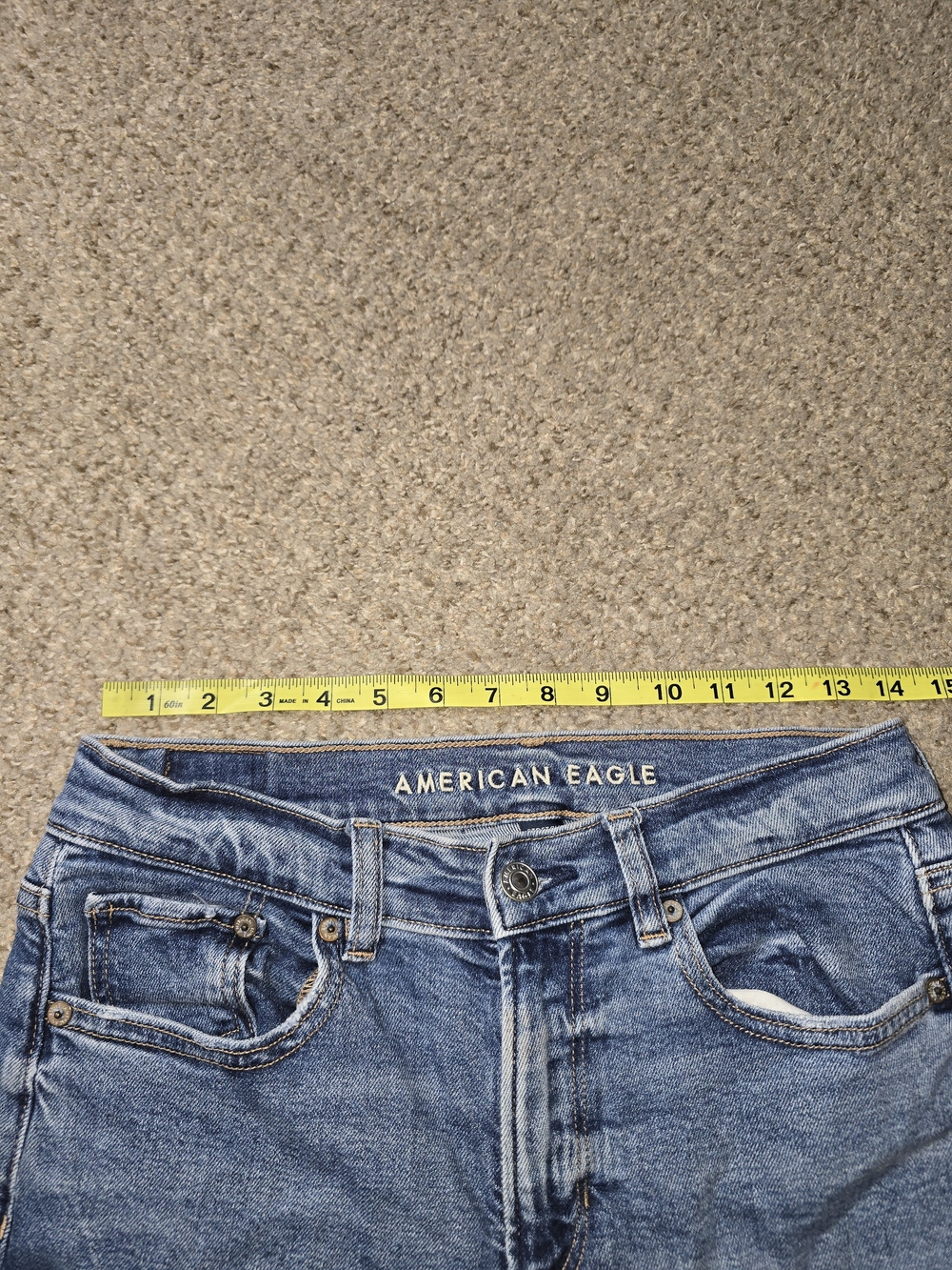 American Eagle High Rise Baggy Straight Blue Cargo Denim Jeans Size 4 - Picture 4 of 7